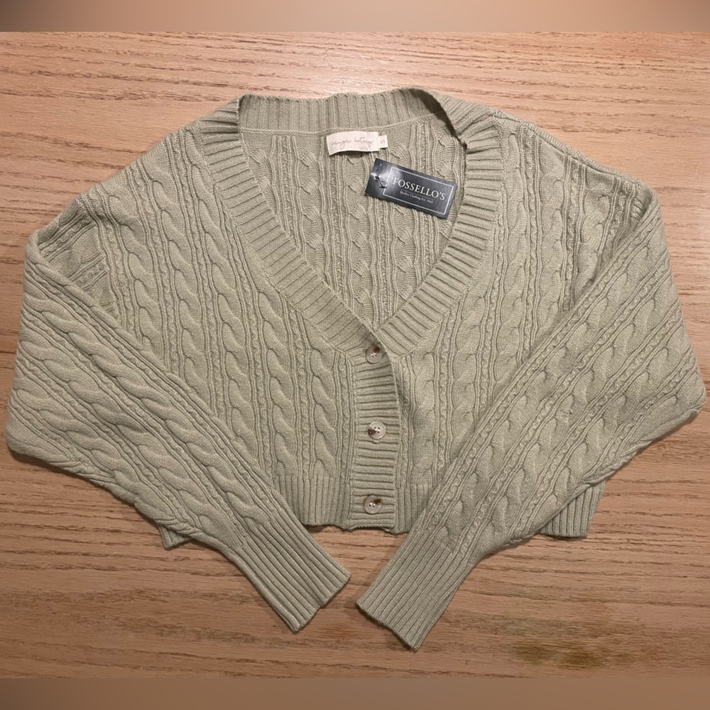 Women's Cable Knit Sweater and Short Set- Sage Green